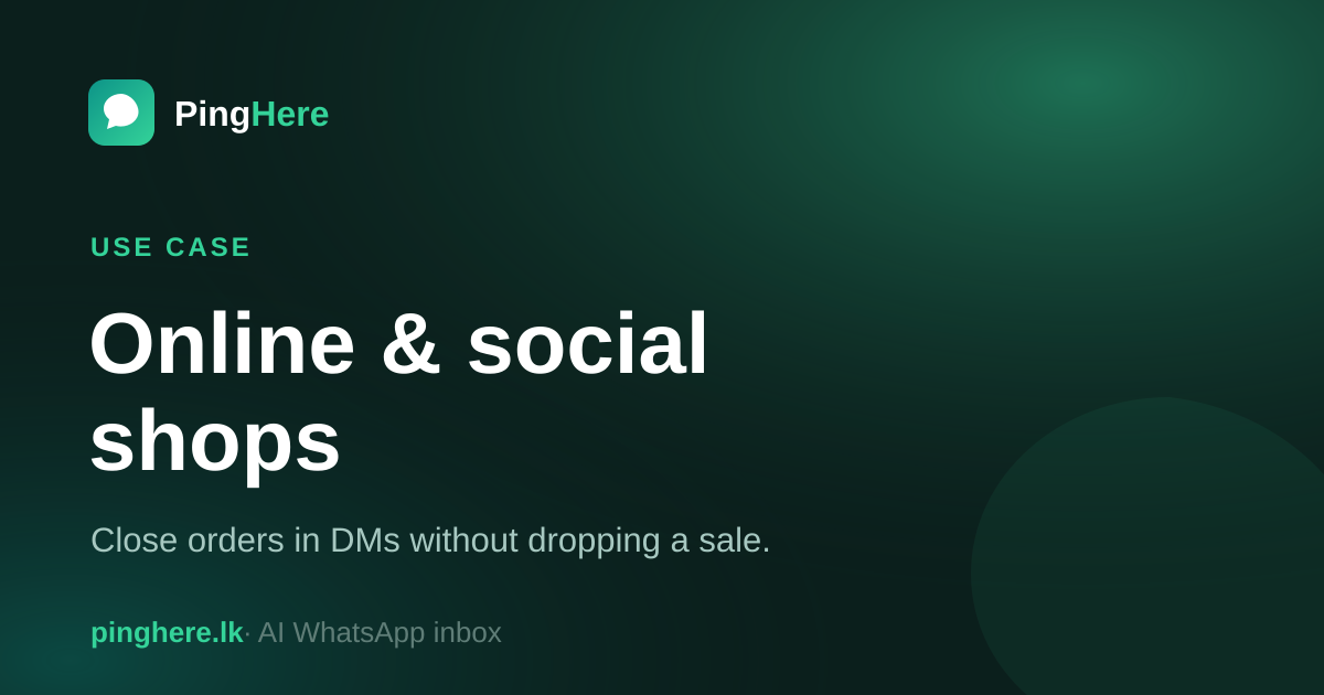 Online & social shops — PingHere use case